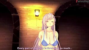 belfast invites to pool in azur lane fantasy scene