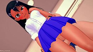 Nagatoro slips into old uniform to play with big uncensored cock!