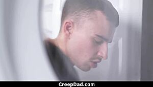 Stepson flashes bubble butt to gay daddy!