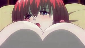 Groping busty step sister's big tits in public train hentai