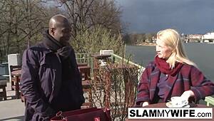 Blonde Slut Stretches for Huge Black Dick in Ass