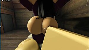 Roblox slut endures intense pounding in cabin doggy style with big ass bouncing