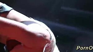 Hot Babe Striptease On Public Stage