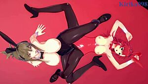 festenia muse, chitose kisaragi, and sagiri sakurai in intense lesbian play with big tits