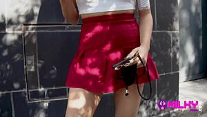 Marina Gold plays daring horny games on public streets.