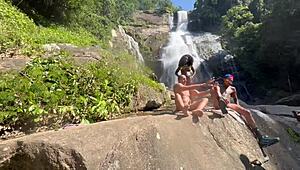 skinny brazilian pretinha 18 gets doggystyle anal by the waterfall in raw amateur outdoor clip. full video on red and cher for big clit action!