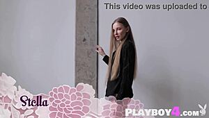 blonde miky muse flaunts perfect body posing for playboy with stella naked