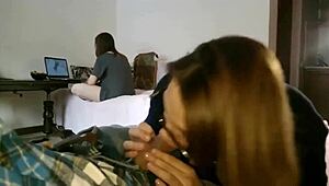 Russian Student On Computer As Friend Secretly Sucks Boyfriend