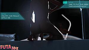 Horny Blue Hair Anime Girl Deepthroats Futa Cock.