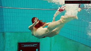 Hairy ginger Polish teen, wanna see her swim naked underwater in the pool?