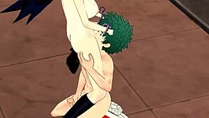 Feel the passion as Deku fucks Midnight in uncensored hentai blowjob