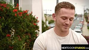 Military hunk gets spitroasted by twink and big cock jock 😈