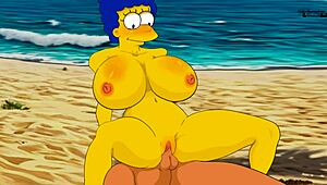 i'm marge simpson showing off my big tits in this hentai video