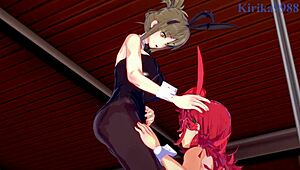 festenia muse, chitose kisaragi, and sagiri sakurai in intense lesbian play with big tits