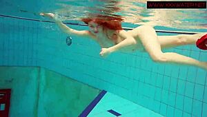 Hairy ginger Polish teen, wanna see her swim naked underwater in the pool?