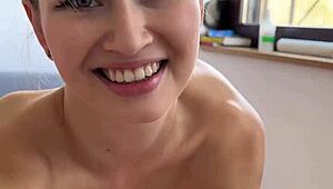 girl masturbates by window