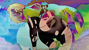 darkness lured kazuma into doggy with torn tights and got fucked hard from behind