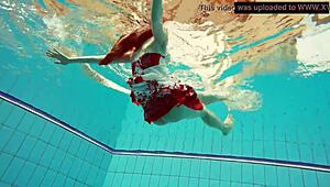 Hairy ginger Polish teen, wanna see her swim naked underwater in the pool?