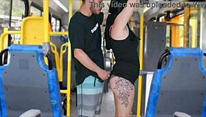 Unreal, this guy rubs his cock on her ass in public bus until he finishes!