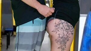 Unreal, this guy rubs his cock on her ass in public bus until he finishes!