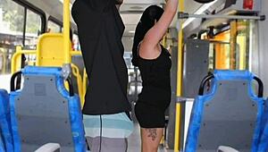 Unreal, this guy rubs his cock on her ass in public bus until he finishes!