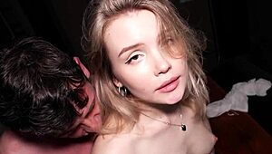 This cute blonde got tricked by her professor into hot sex on day one.