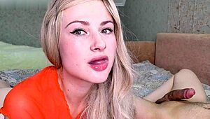 Hot blonde sucks big cock after waking up