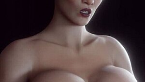 Two huge cocks shock milf in 3D futa animation