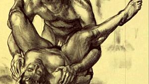 Vintage erotic illustration showcasing sensual anime art from a retro era