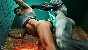 Dante Versus Walrider in 3D Cartoon Hentai