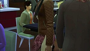 Coffee With A Friend While A Guy And Girl Chat In The Bathroom