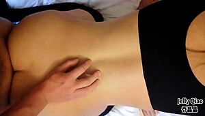 shemale bent over for doggy anal in sexy lingerie. her asian curves took it all.