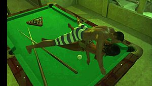 playing on the pool table?