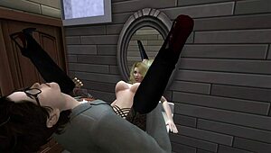 Coffee With A Friend While A Guy And Girl Chat In The Bathroom