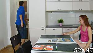 Hell Yeah! Cute chick widens legs for hardcore sucking.