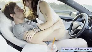 Eighteen Year Old Amateur Tinder Date Bangs in Car!