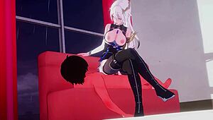 Dominant Cowgirl Riding and Handjob in Hentai Anime Leads to Squirting Orgasm!