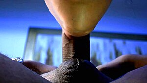 Latina amateur deepthroats huge cock!