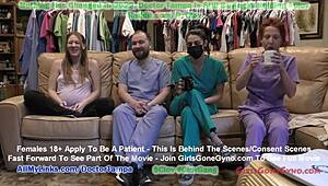 Pregnant Nova Maverick sneaks sex toy at doctor's office. She masturbates wildly in front of staff.