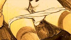 Vintage Erotic Illustration with Seductive Retro Charm