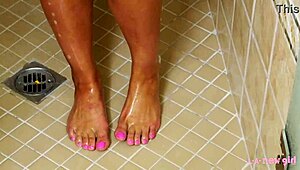 adorable blonde took a shower during her solo photoshoot with stunning charm