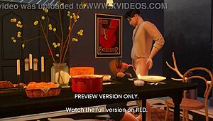 Dinner date turns naughty in 3D hentai preview version