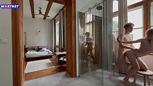 She Joins Amateur Group In Shower For Subtle Sucking And Cowgirl Fun