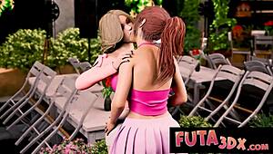 Yo, Futa3dx got this big-tittied futa slamming a blonde hard on the terrace!