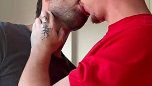 Intriguing gay pornstar gets bareback blowjob and assfucking from sexy neighbor