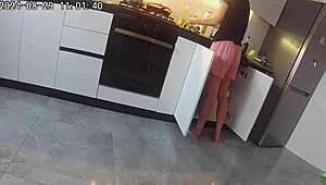 Cheating wife bangs neighbor hard in kitchen during real affair