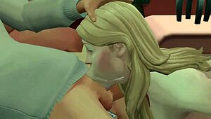 she keeps sucking with intense face fuck and gooey deepthroat action.