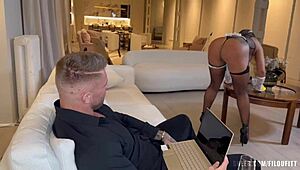 Cleaning Lady Spills Drink, Pays with Hard Pussy and Throat Action - FilouFitt and La Paisita