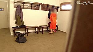 spotted a big boobs woman at the pool restroom. hard cock flashed for her wild reaction.