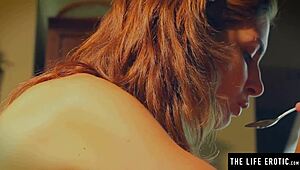 she smears cream on her tits and pussy